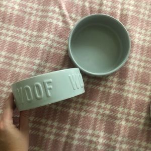 Grey “WOOF” Ceramic dog bowls (Set of 2)